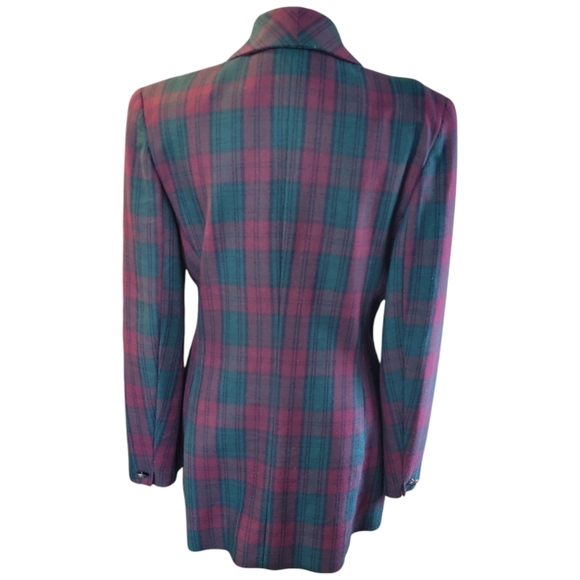 Rena Rowan for Saville VINTAGE Green Red Plaid Wool Blazer Jacket Size 6 - Picture 2 of 7